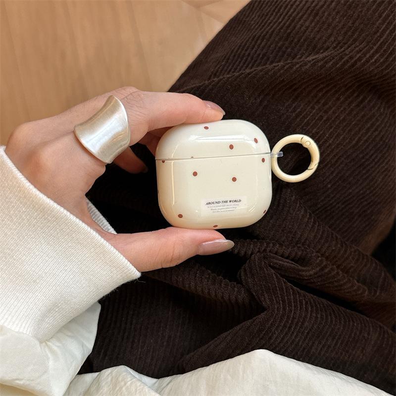Autumn and winter rice coffee brown polka dot AirpodsPro1 earphone case for Apple 1/1/1 generation wireless Bluetooth case
