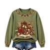 Women's Christmas Print Long Sleeve Top Casual Fall Winter Blouse for Holiday and Everyday Wear