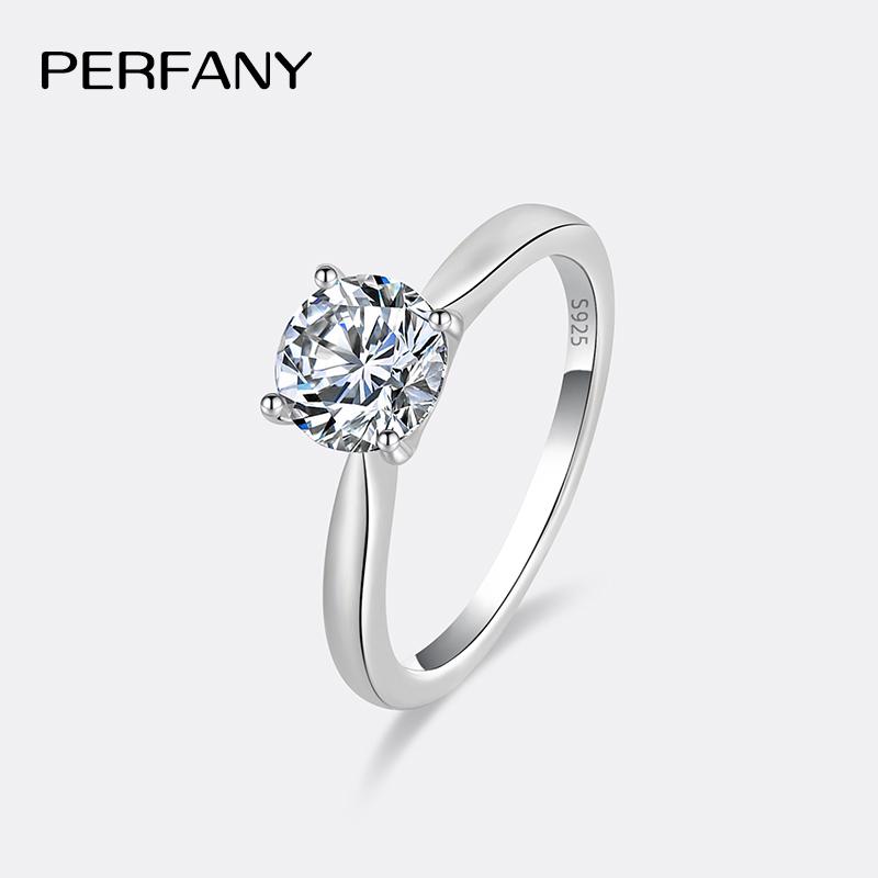 

PERFANY 0.5/1/2CT Moissanite Women s Engagement Ring S925 Pure Silver Classic Four Claw GRA Certified Diamond Wedding Jewelry 5*Metal Color: 0.5CT-5mm