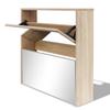 VidaXL 2-Tier Shoe Cabinet with Mirror 63 X 17 X 67 Cm Oak