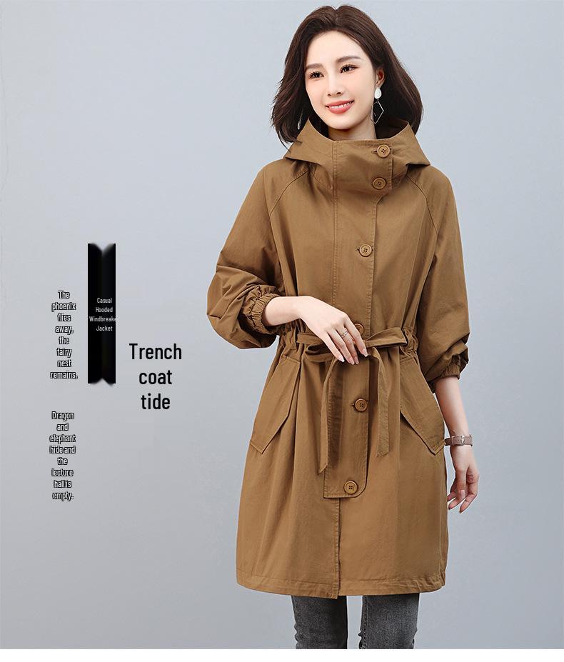 Plus Size Mid-Length Trench Coat for Women - 2024 Autumn Fashion, Loose-Fit & Slimming Design