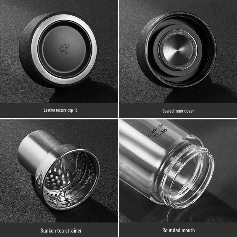 Wanxiang Double-Layer Insulated Glass Bottle with Infuser