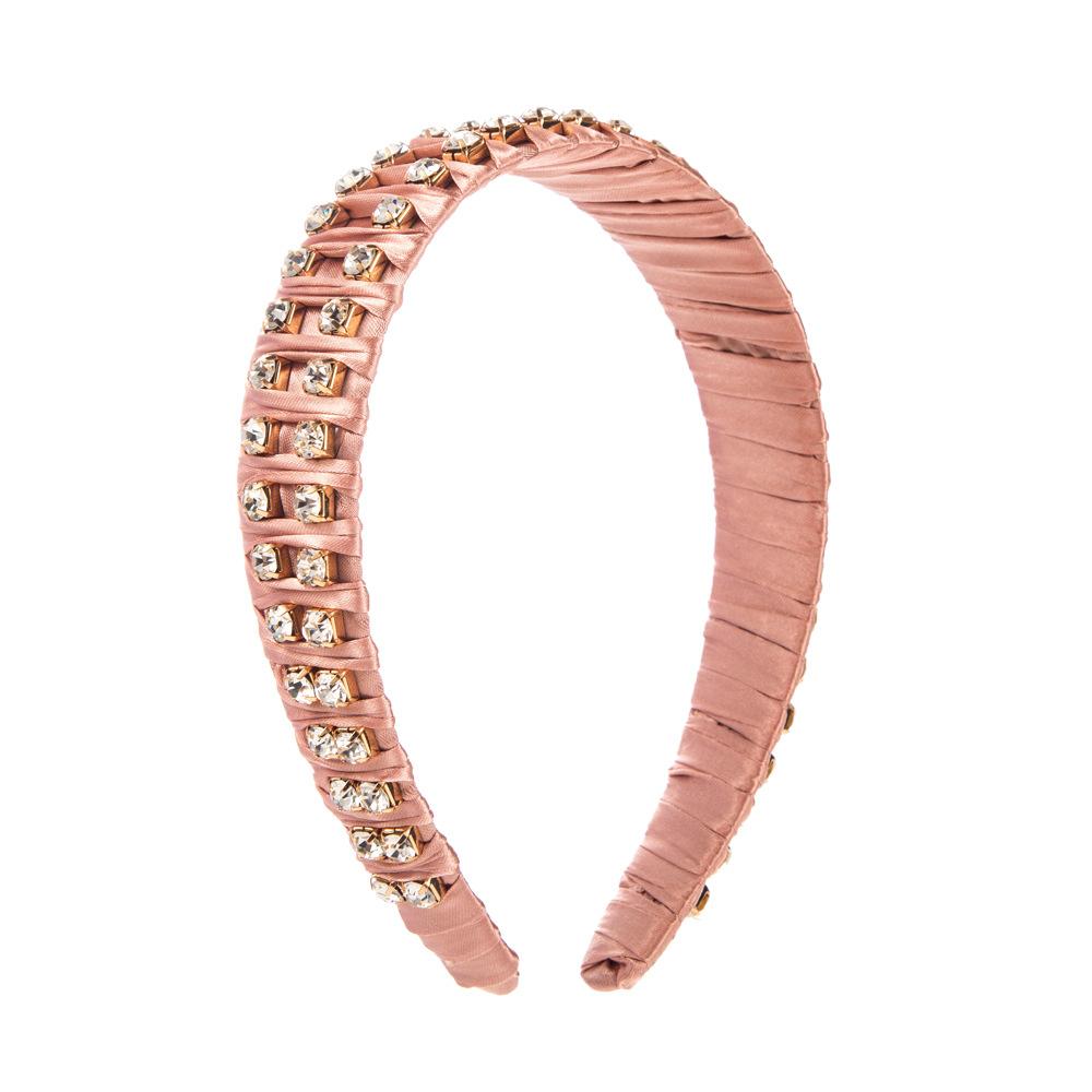 Korean Style Crown Rhinestone Headbands Simple Headwear Women Headband Hairband Bling Diamonds Crystal Headband for Girls розовый