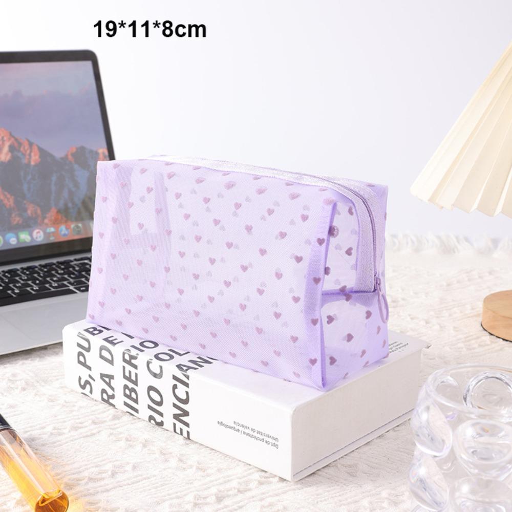 Heart Transparent Women Cosmetic Storage Pouch Multifunction Ladies Toiletry Storage Bag