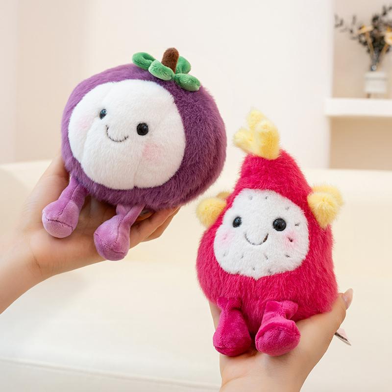 Simulation Fruits Plush Toy Durian Persimmon Peach Mangosteen Sweet Melon Dragon Fruit Soft Stuffed Pendant Doll Funny Gifts
