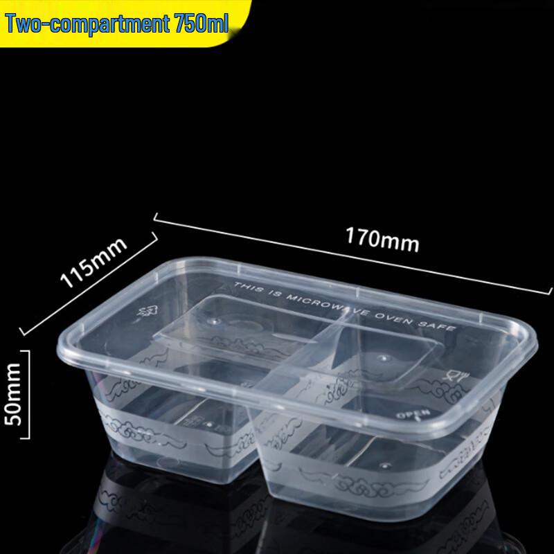 Disposable Square Double Compartment PP Takeout Container