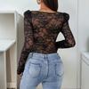 Damen Sexy Blumenspitze Transparentes Netz Korsett Bodysuit Spaghettiträger Cami Tops Ausgehen