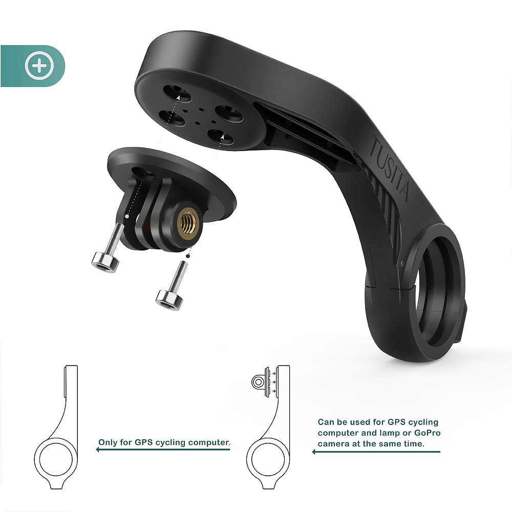 TUSITA Cycling Computer Mount for Garmin Edge XOSS Cycling Computer Mount with GoPro Adapter Bracket and Bicycle Light Holder and Cycling Computer GPS