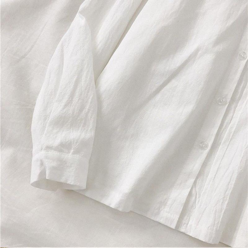 Spring Summer and Autumn Long-sleeved Shirt Female Niche White Shirt White Loose Autumn Top Coat Blouse