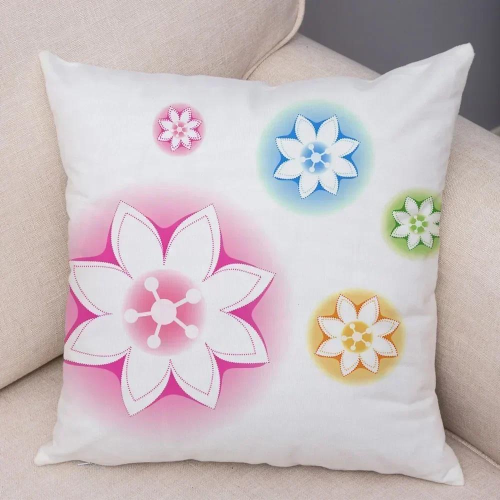 Customizable Bedroom Living Room Sofa Family Geometric Pillowcase Colorful Flower Printing Group Decoration Pillowcase