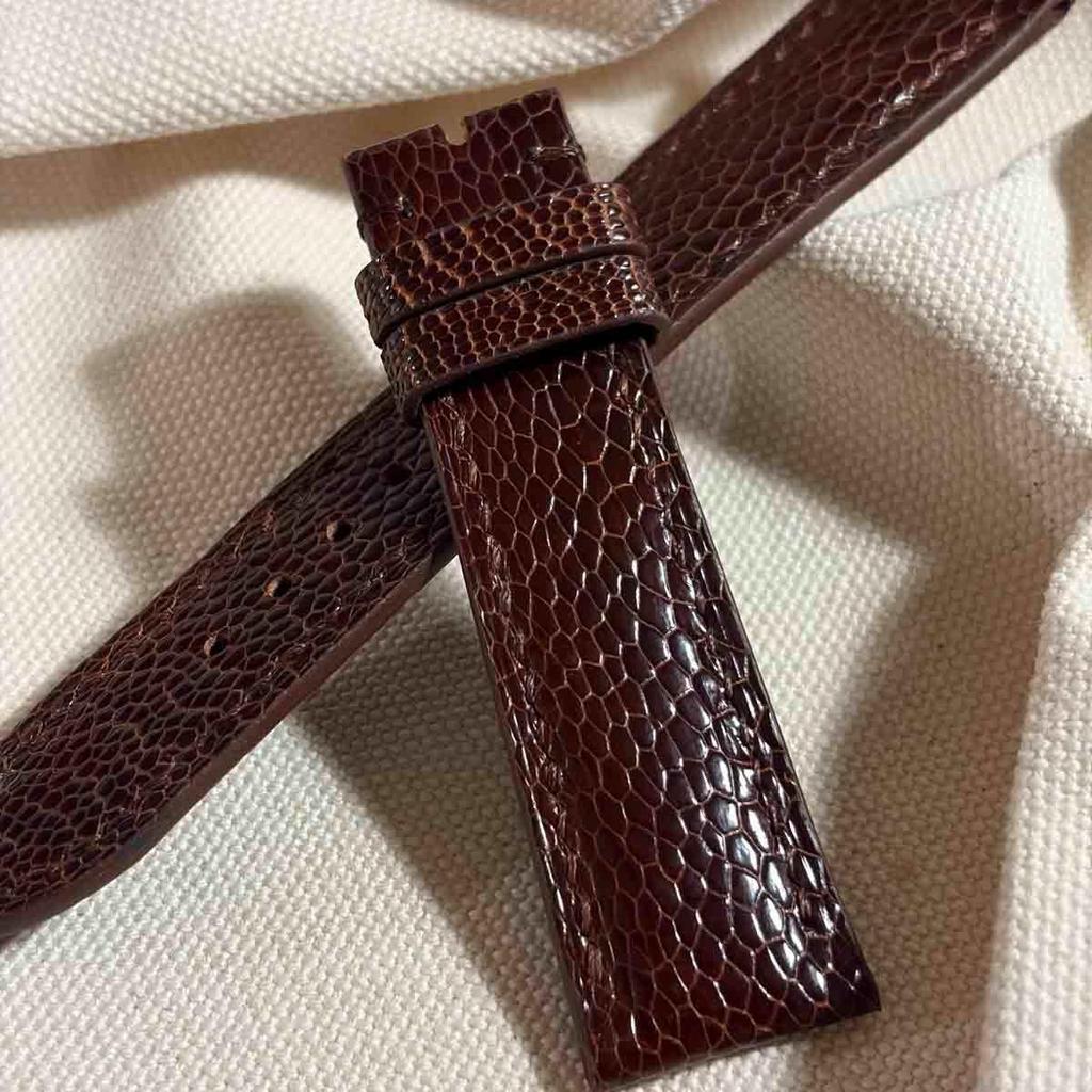 Used Ost-500 Ostrich Leather Watch Strap Brown (lug Width 21mm - Buckle Width 18mm)
