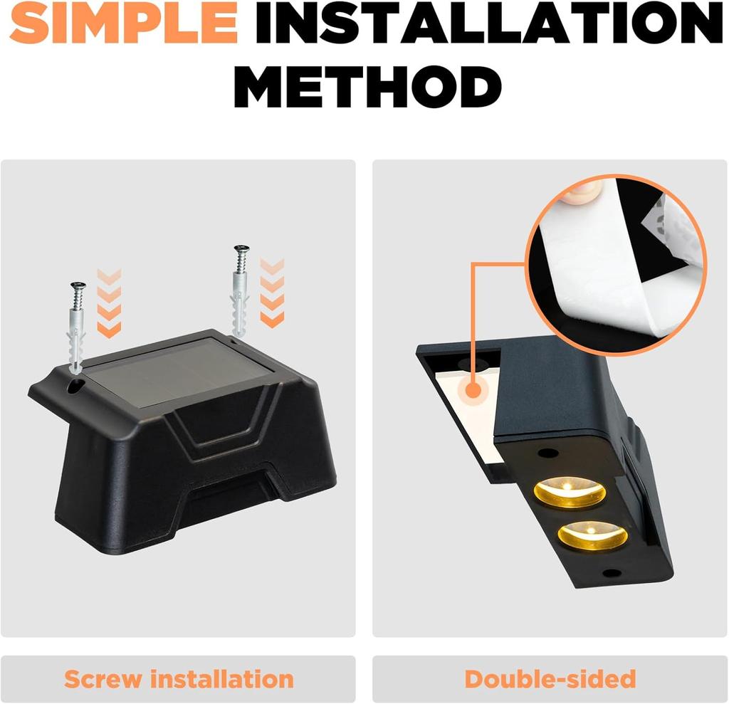 Outdoor Solar Step Lights Solar Wireless Wall Mount Lights IP65 Waterproof Lamps Fence Light Garden Decoration Lamp for Yard