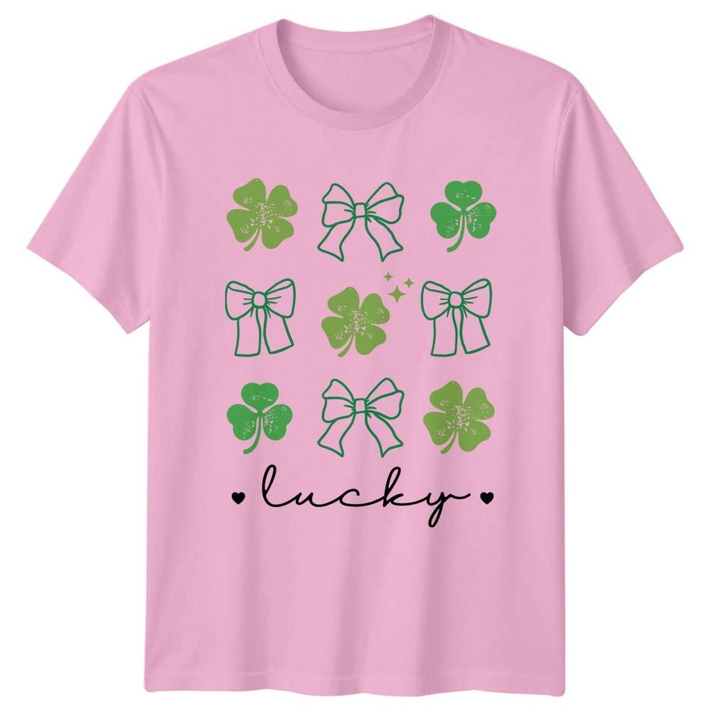 Lucky Unisexs TShirt Clover Pattern St Patricks Day Gift For Her
