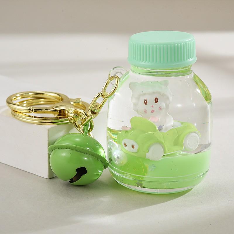Cartoon Quicksand Bottle Car Keychain - Cute Girl Acrylic Bag Pendant Accessory