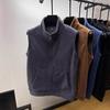 Men's Fleece Stand-up Collar Vest, Thickened for Autumn/Winter, Zippered Cardigan Outerwear, Gilet Jacket