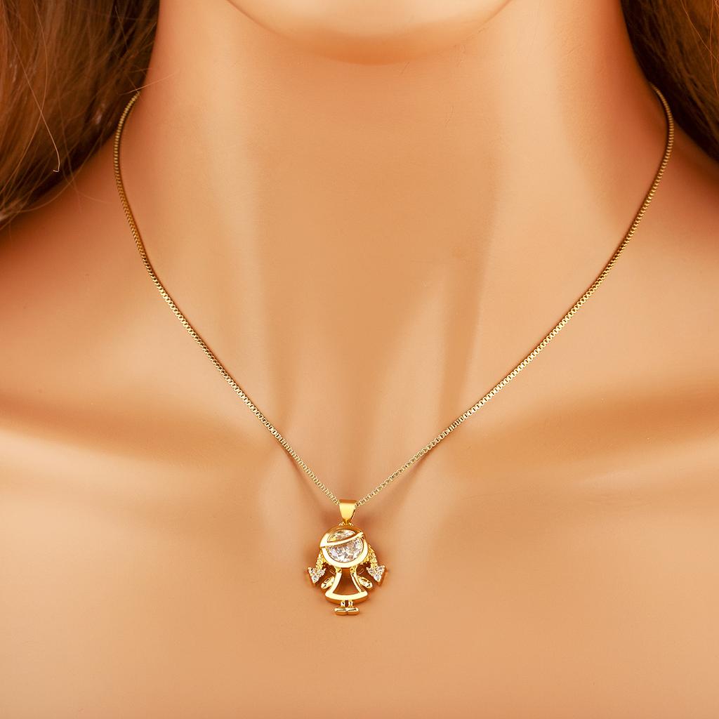 Nidin Fashion Niedlicher Junge/Mädchen Sohn/Tochter Zarte Anhänger Halsketten Für Frauen Weiblich Funkelnde Zirkon Gliederkette Schmuck Geschenke