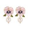 Naturalne Perłowe Kwiatowe Emaliowane Akcesoria Mori Słodki Nowy Design Kolczyki