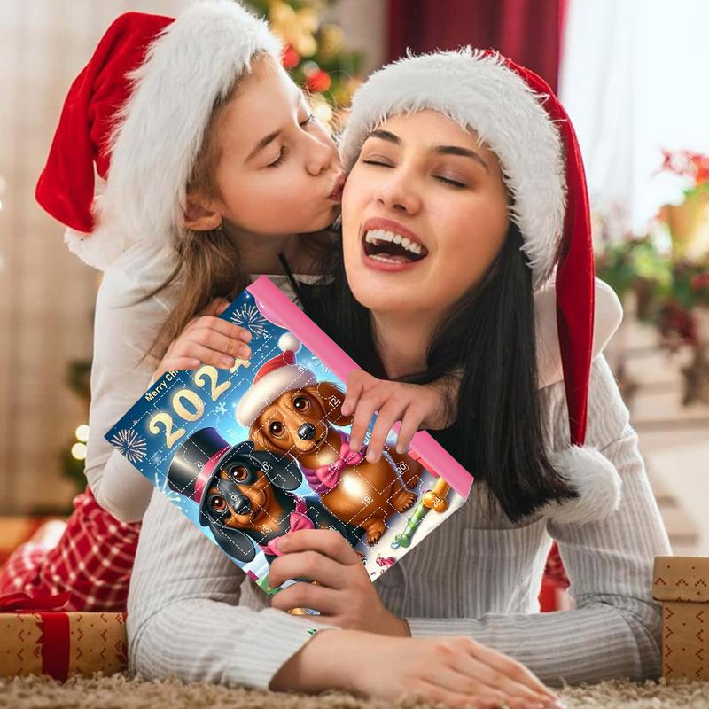 Christmas Dachshund Advent Calendar 2D Flat Acrylic Dog Pendants Countdown Calendar Advent Calendar Countdown Calendar Dog 2025