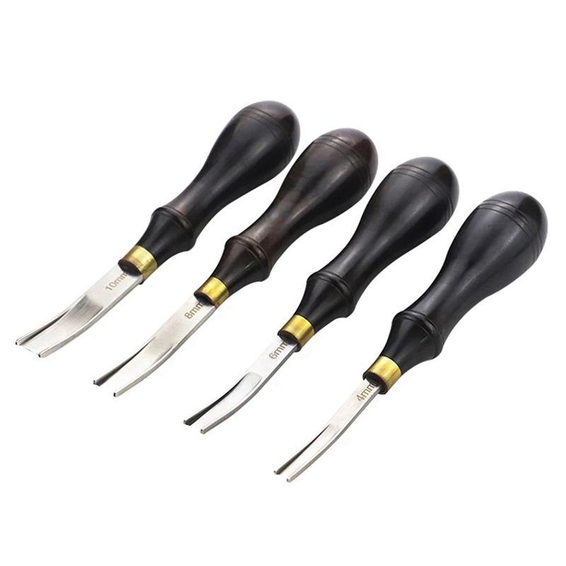 AEE4-Leather Edge Bevelers Leather Craft Thinned Tool,DIY Skiving Beveling Cutting Tools With Wood Handle Trimmer