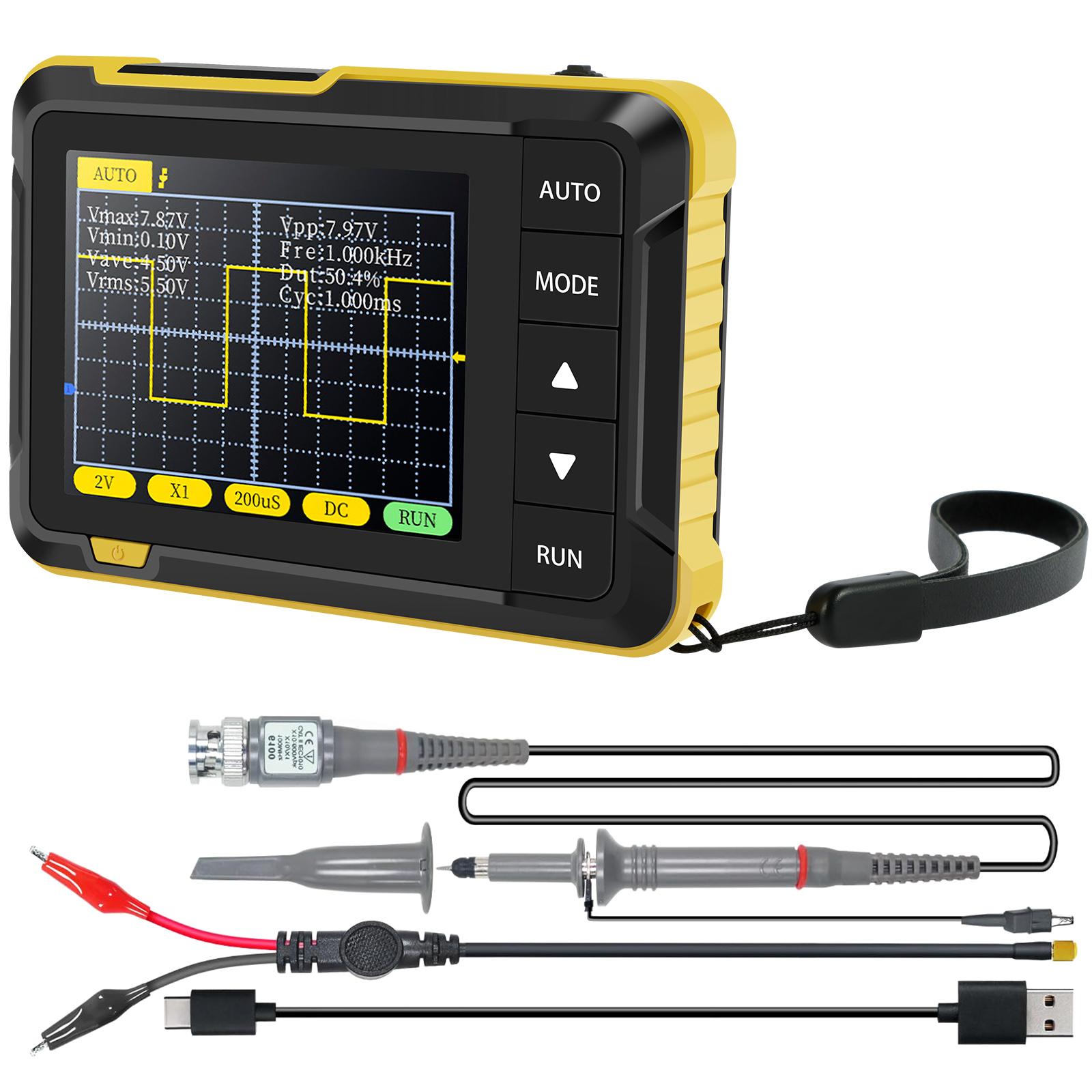 

Handheld Oscilloscope Kit 1000mAh Portable Mini Digital Oscilloscope 2.8inch Screen Professional DSO152 Small Oscilloscope чорний
