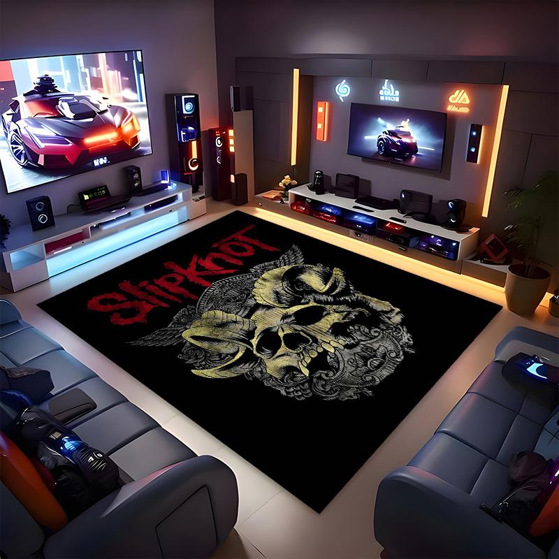 Slipknot Polyester Teppich, Weiche Indoor Matte für Bürostuhl, Wohnzimmer, Schreibtisch - Dekoratives Home Office Teppich Design