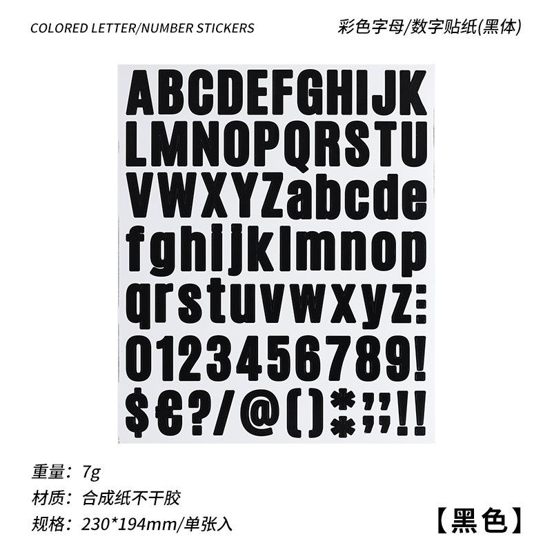 1 pc Large size Colours Numeric Letter Stickers Adhesive DIY Diary Album Scrapbooking Material handmade Junk Journal Supplies