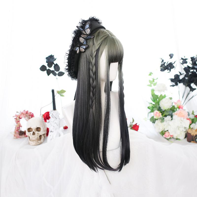 Bybrana Ladies With Bangs Gradient Long Hair Chemical Fiber Hair Suitable For Daily Wear