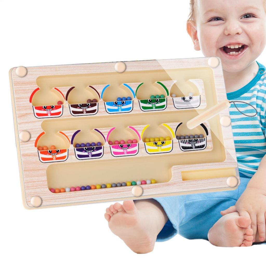 Magnetic digital bead maze toy children's pen movement iron suction early education intelligence logical thinking training game
