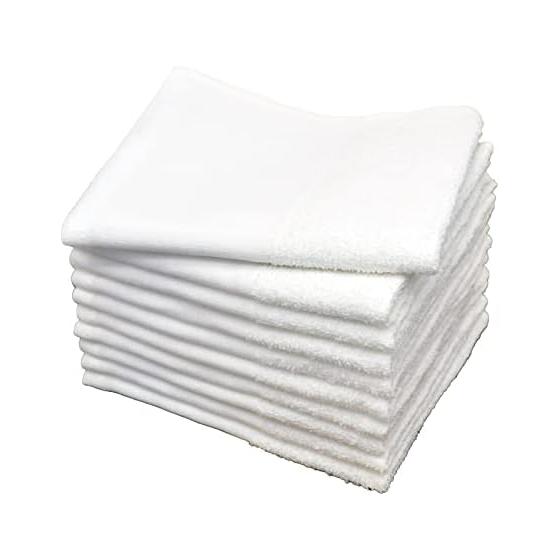 10 Pack White Face Towels, 19-inch Long, 160 GSM, Quick Dry, Highly Absorbent, Thin, 34cm x 86cm, 100% Cotton
