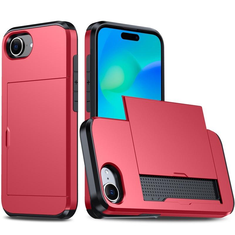 Applicable To IPhone16e Mobile Phone Case Apple 15 Slide Cover Card Two-in-one Wallet 7/8Plus Protective Case SE3