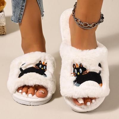 Pantofole di Cotone da Casa Carine con Dita Scoperte a Forma di Gatto, Pantofole di Peluche Ispessite da Donna, Pantofole Antiscivolo da Interno