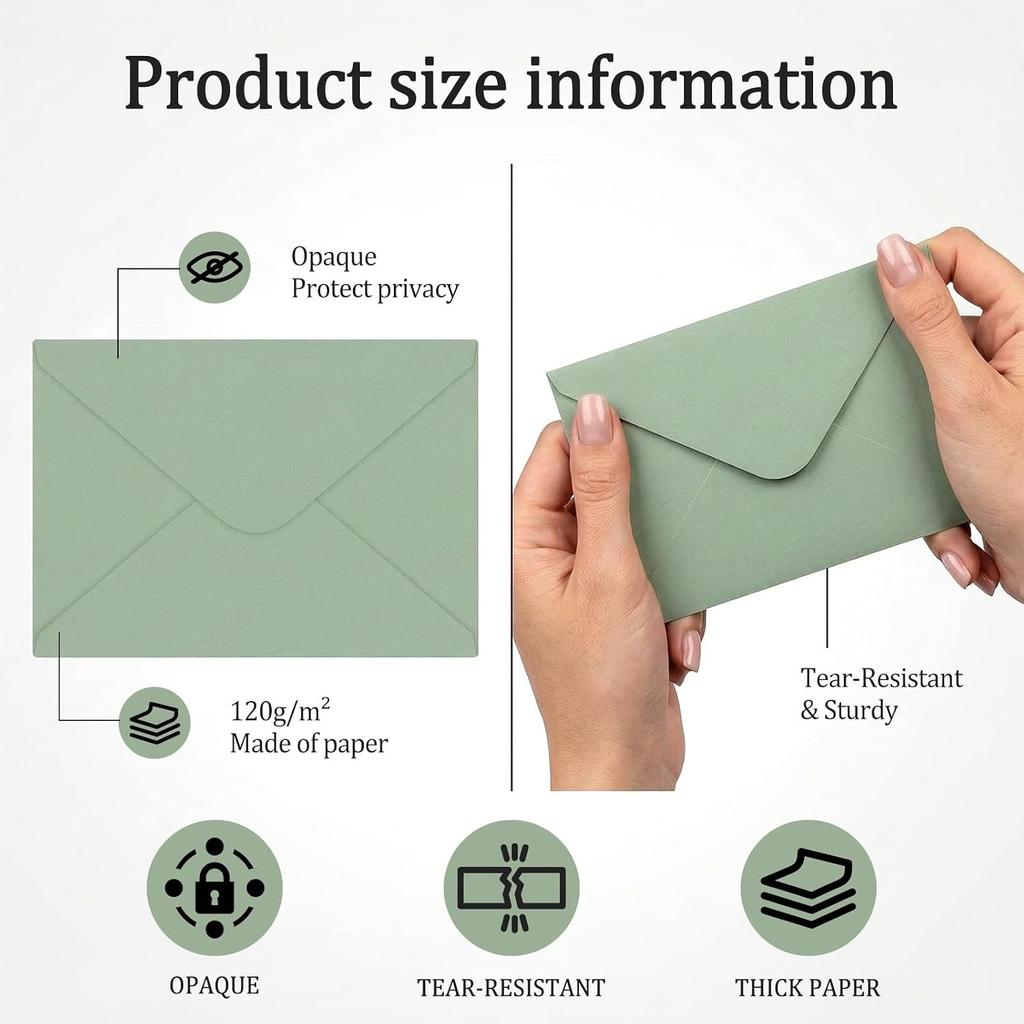 100 Pack Sage Green Envelope 5 x 7 in Self Seal Blank C5 C6 Envelopes for Wedding Invitations Birthdays Greeting Cards Thank You Cards Baby Shower