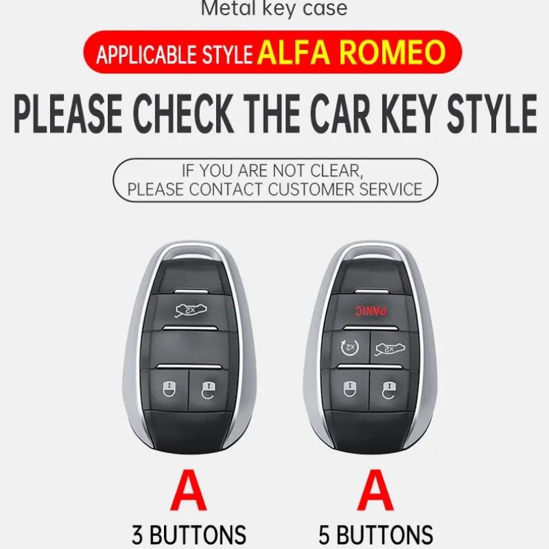 Metal Leather Car Smart Key Case Cover for Alfa Romeo Giulia 2015 +Stelvio 2016+ Spider Etcetera Protector Shell