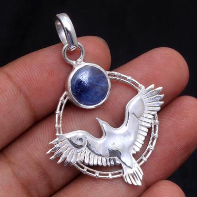 Kyanite Larimar labradoriet Amethist Lapis Lazuli vogel hanger massief 925 sterling zilver statement sieraden