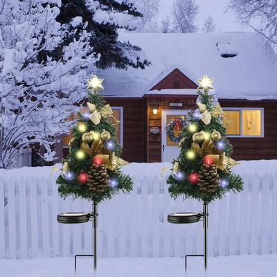 2ks Solární LED Vánoční stromek Trávníková lampa Ip65 Vodotěsná Pro Venkovní Nádvoří Ploty Zahradní Dekorace