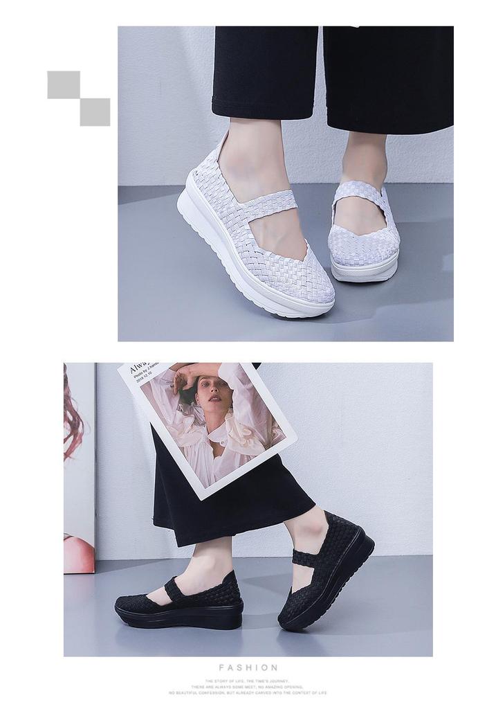 2022 Summer Women's Breathable Elastic Band Hand-Woven Casual Sports Flats