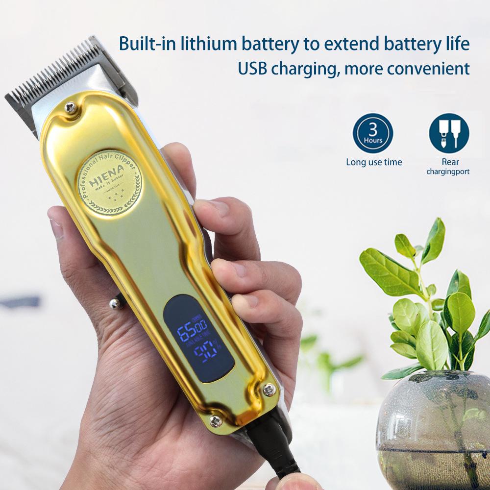 Professional Rechargeable Metal Hair Clipper with Digital Display