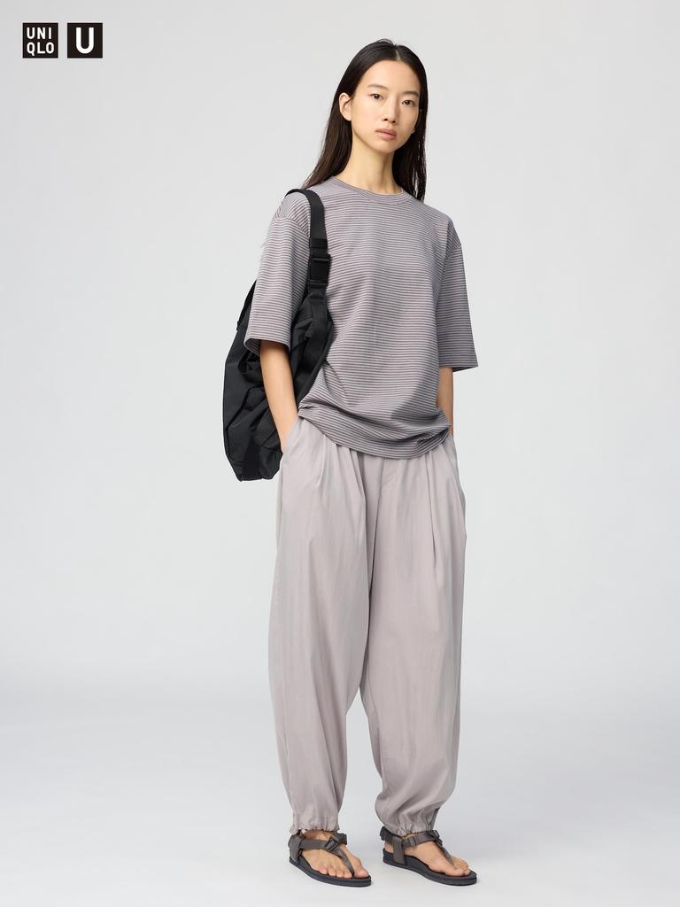 AIRism Bomull Oversized Randig T-shirt