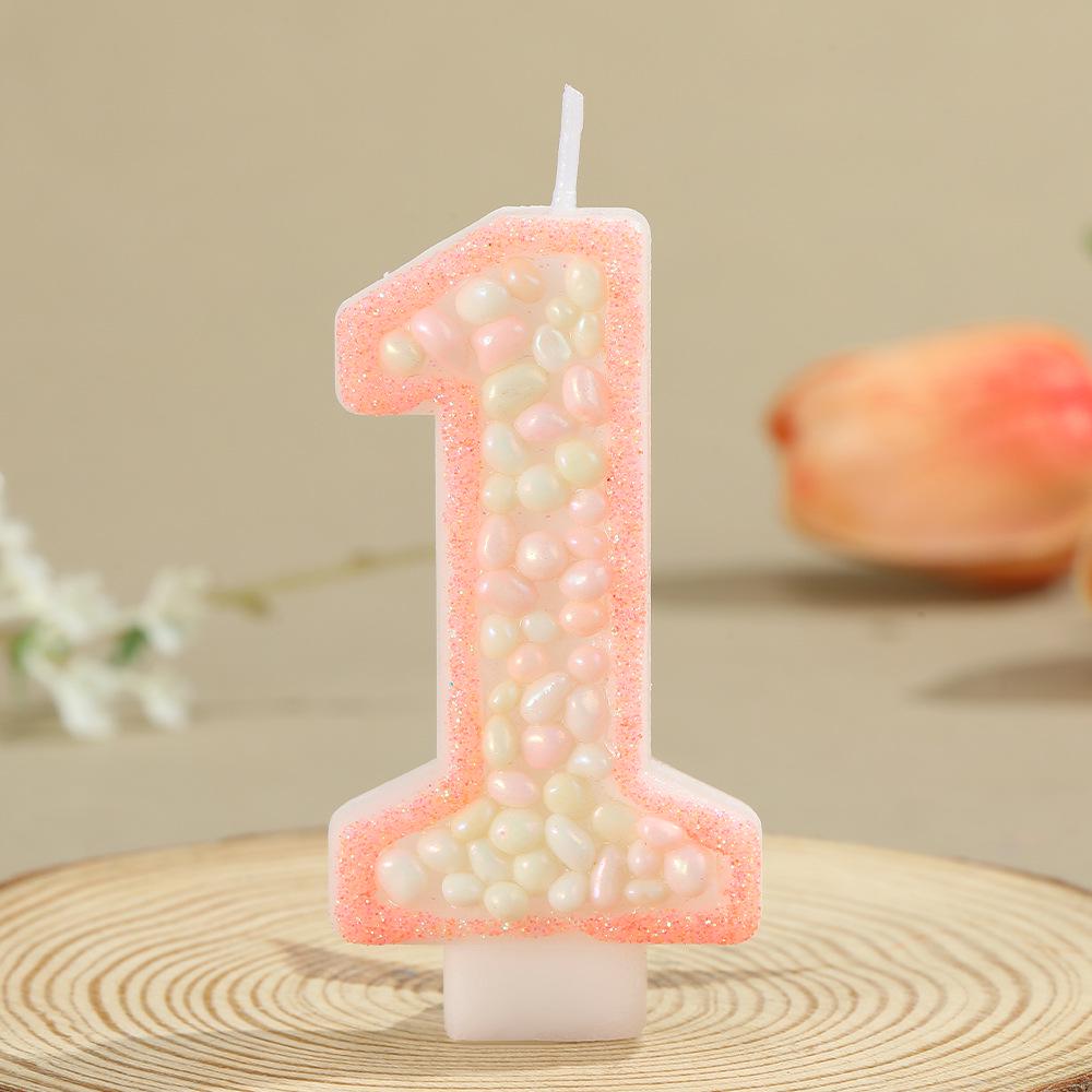 Handmade Pebble Powder Number Candles for Birthday and Party Decorations