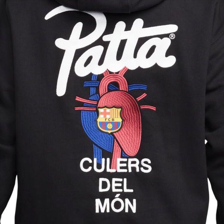 Nike FC Barcelona x Patta Solo Swoosh Hoodie Black Men Tops FD4147-010