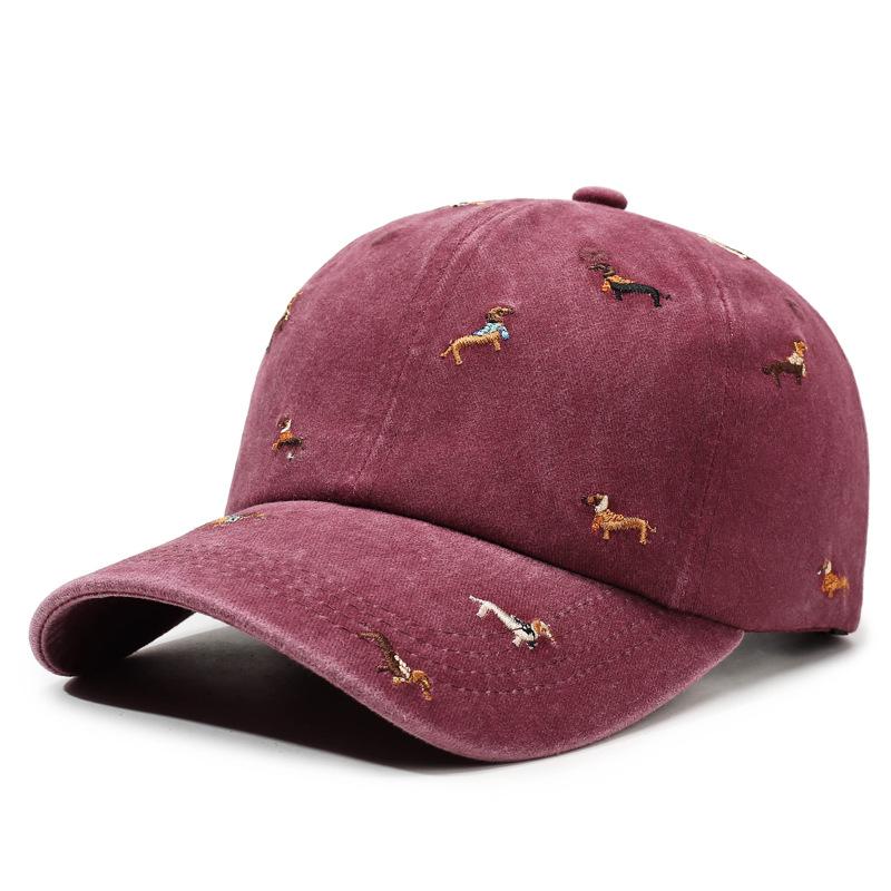Spring Autumn Puppy Embroidered Soft Top Baseball Cap Vintage Hat