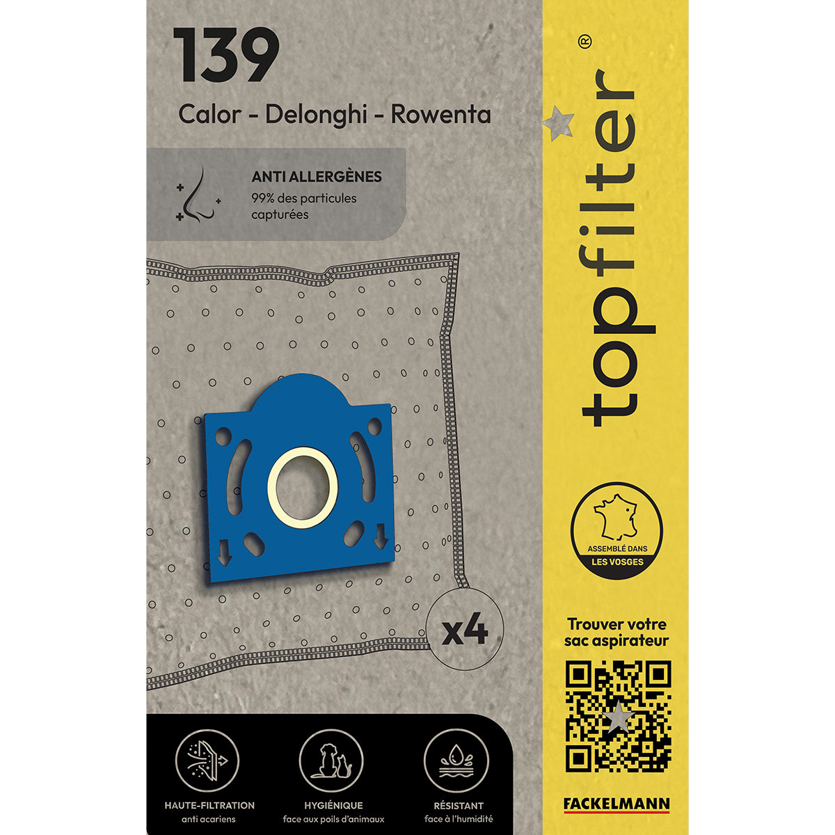 

Набор из 4 мешков для пылесоса Rowenta TopFilter Premium ref. 64139