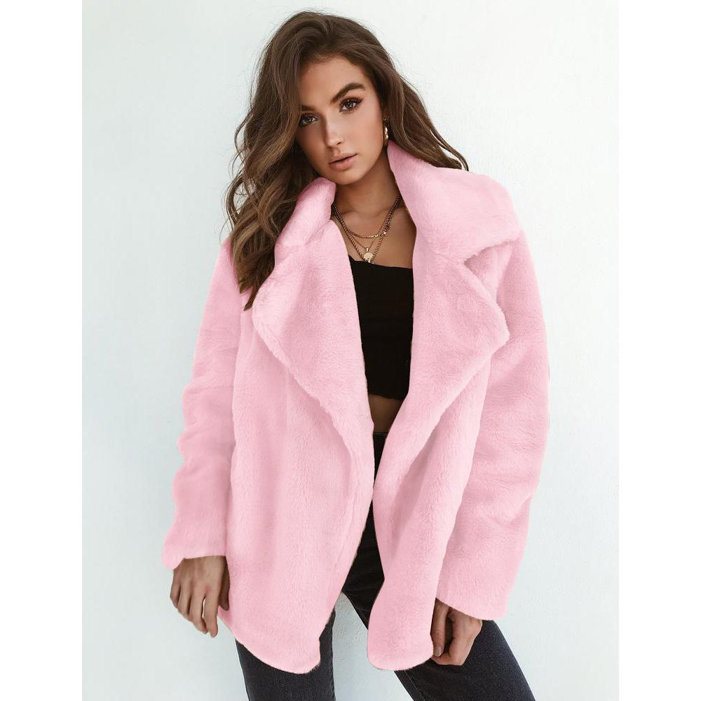 2024 Fashion Autumn and Winter Women's Jacket Sexy Plush Lapel Slim Jacket