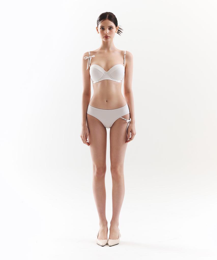VINAJ Chain Ribbon One-Sided Low Bikini Panties (White)