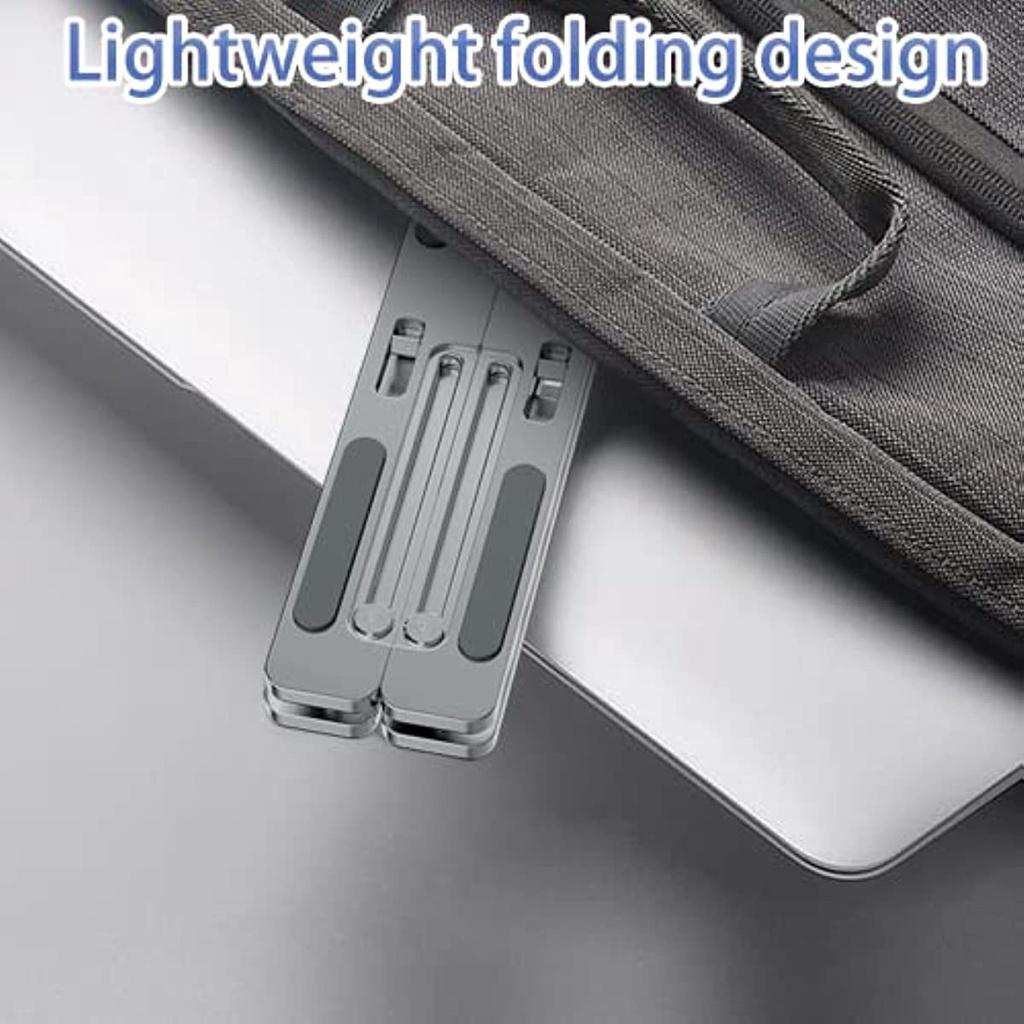 Laptopständer, 6 Ebenen, höhenverstellbar, belüftetes Aluminium, Laptop-Computertisch, rutschfestes Silikon, 10-17 Zoll