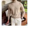 Men's Loose Plus Size High Neck Knit Sweater - Solid Color, Long Sleeve, Spring/Autumn/Winter