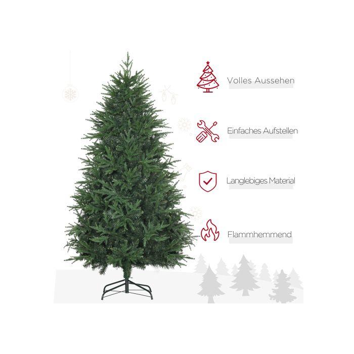HOMCOM Sapin De Noël, Sapin Artificiel, Aspect Réaliste, Montage Rapide, Plastique, Vert, 114 X 114 X 180 Cm
