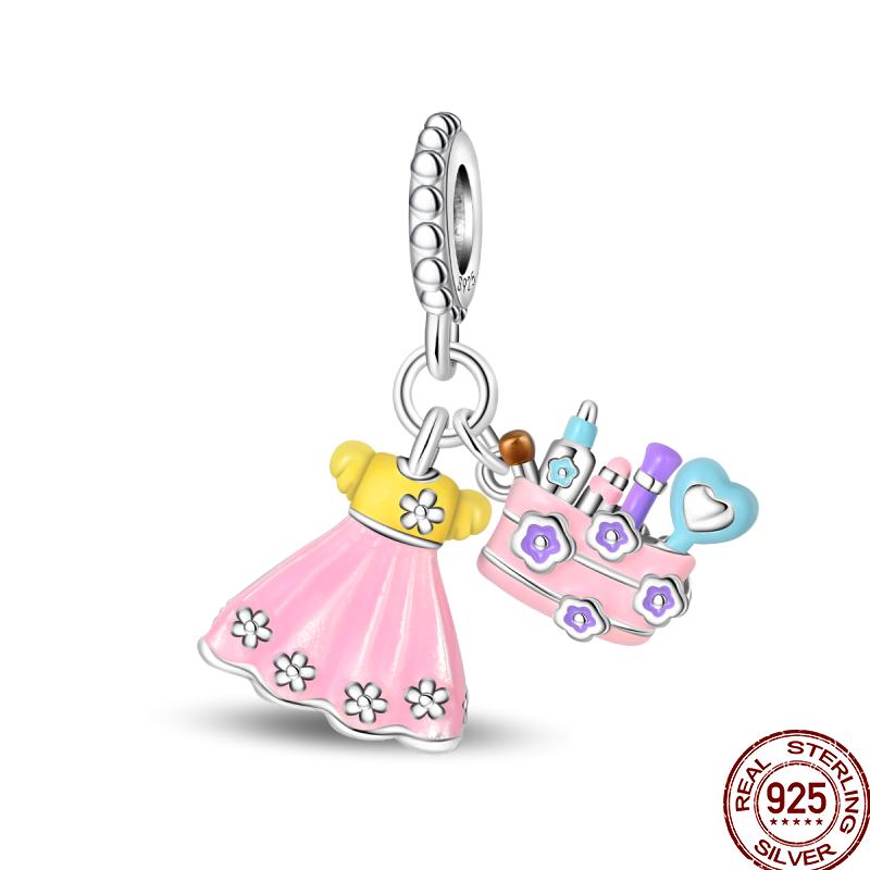 Copper Pink Puppy Flower Bird Pink Charm Beads Suitable For 3Mm Original Bracelet Diy Jewelry Gift