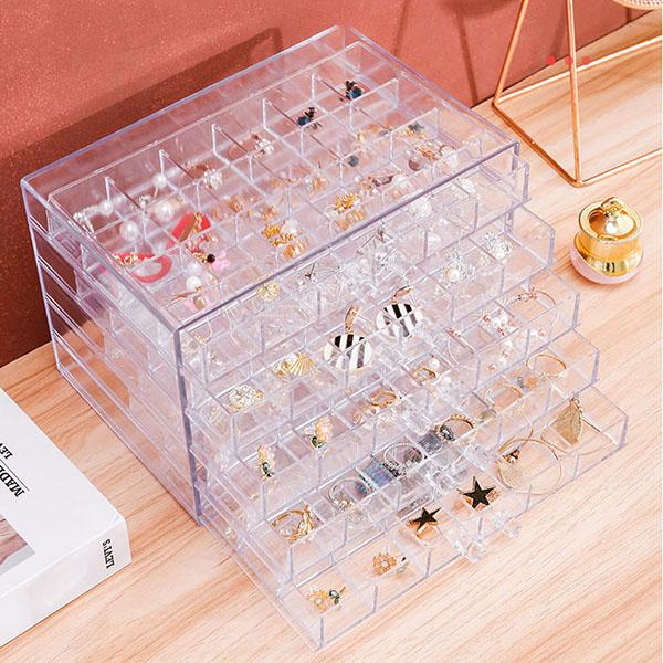 WTEMPO Desktop Earrings Necklace Multi-layer Storage Box Drawer-type Nail Drill Jewelry Finishing Box Nail Polish Glue Transparent Storage Box