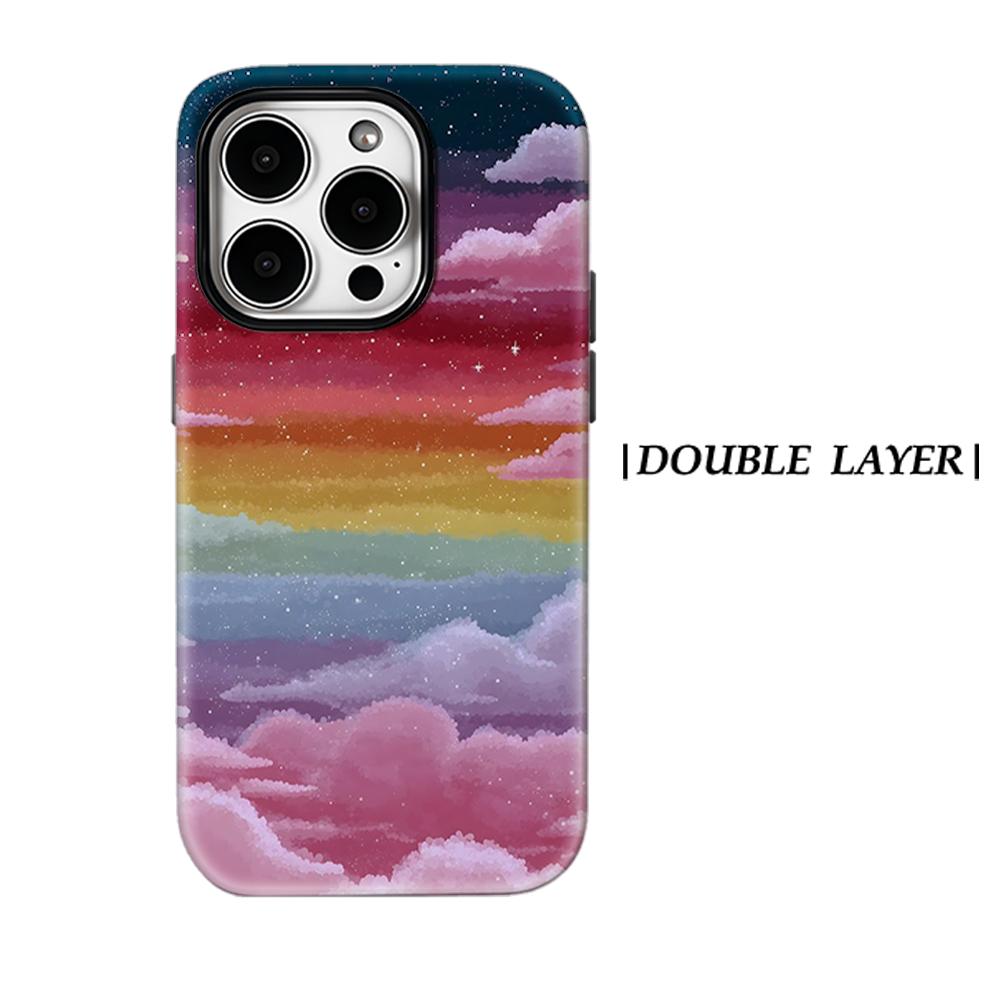 Pastel Starry Sky Cloud Phone Case for IPhone 17AIR 16E 16 15 14 13 12 11 17 Pro Max Plus Double-layer Back Cover